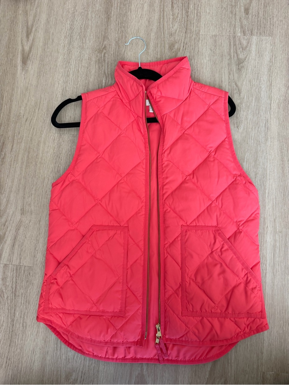 J. Crew Quilted Coral Pink Sleeveless Vest